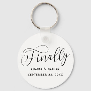 Endlich Minimalistische Hochzeit speichern Sie das Schlüsselanhänger