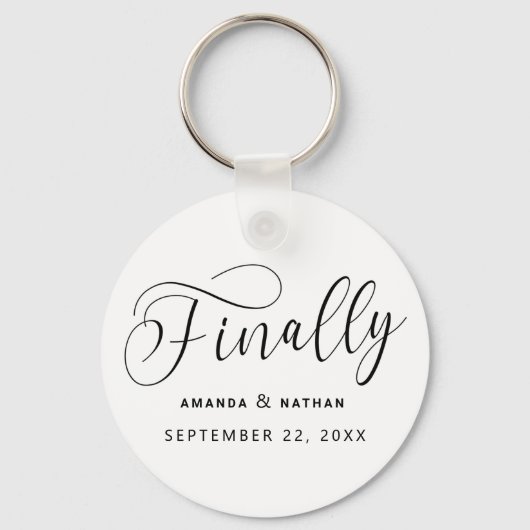 Endlich Minimalistische Hochzeit speichern Sie das Schlüsselanhänger (Vorderseite)