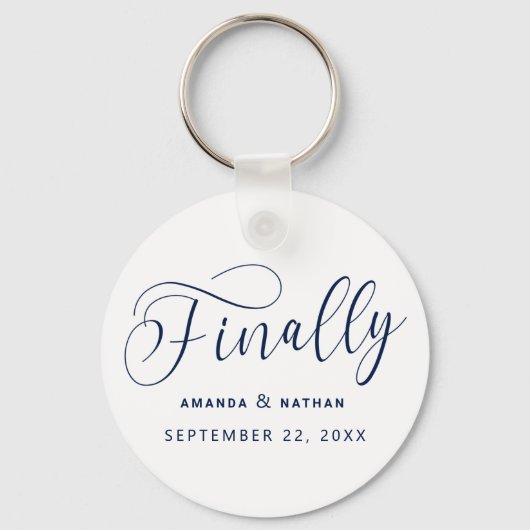 Endlich Minimalistische Hochzeit speichern Sie das Schlüsselanhänger (Vorderseite)