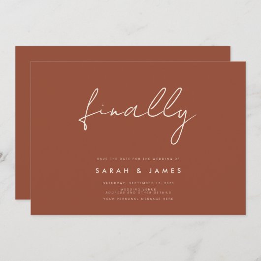 Endlich Minimalistischer Rust Save the Date (Vorne/Hinten)