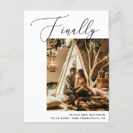 Endlich Minimalistisches Foto Hochzeit speichern S Ankündigungspostkarte