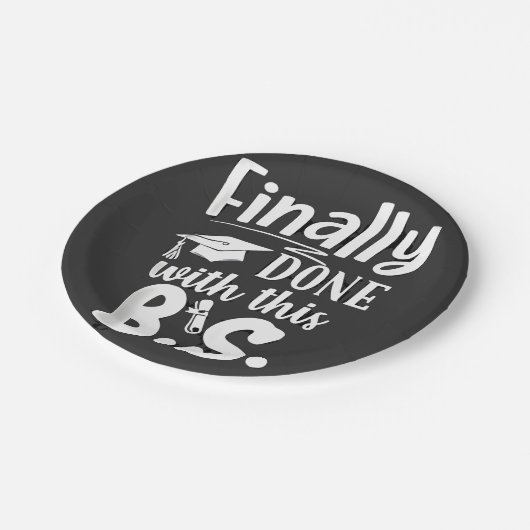 Endlich mit diesem BS Funny Abschluss 2025 getan Pappteller (Schrägansicht)