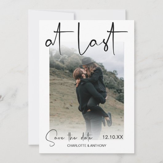 Endlich modern | FOTO VERLOBUNG SAVE THE DATE Ankündigung (Vorderseite)