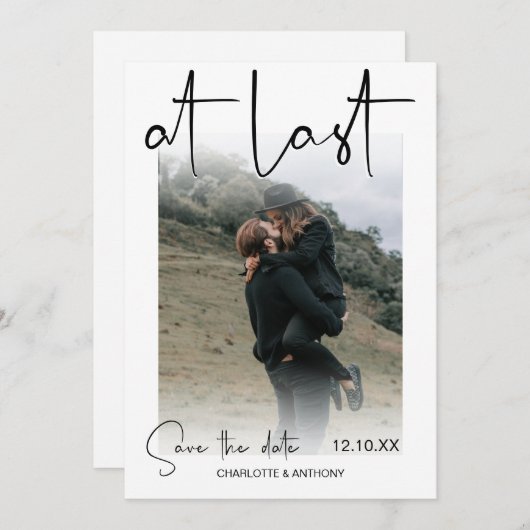 Endlich modern | FOTO VERLOBUNG SAVE THE DATE Ankündigung (Vorne/Hinten)