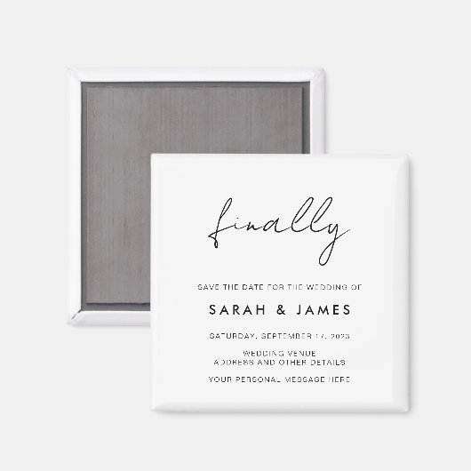 Endlich modern Minimalistisch Save the Date Magnet (Vorderseite/Rückseite)