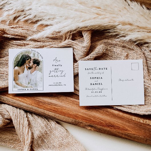 Endlich Moderne Arche mit Foto Save the Date Ankündigungspostkarte