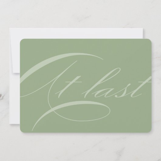 Endlich moderne Kalligrafie Hochzeit Grün Einladung (Rückseite)