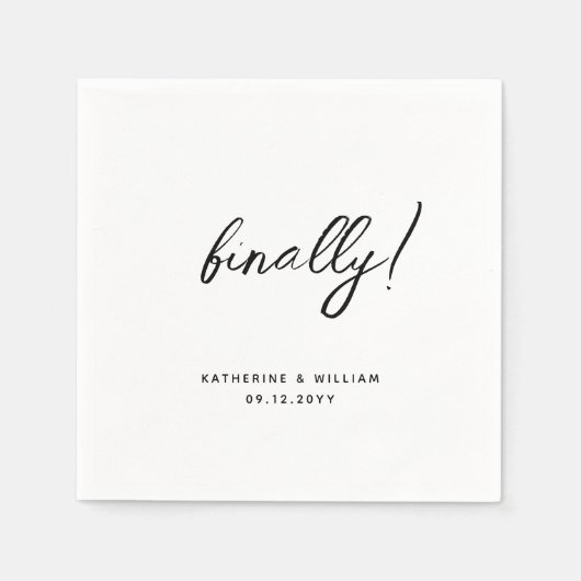 Endlich moderne Minimalistische Hochzeitsfeier Ver Serviette (Vorderseite)