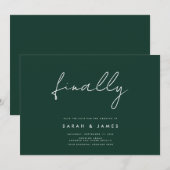 Endlich Moderner Minimalistischer Smarald Save the Date (Vorne/Hinten)