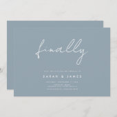 Endlich Modernes Minimalistisch Dusty Blue Save th Save The Date (Vorne/Hinten)