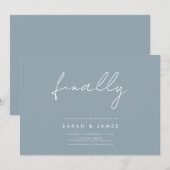 Endlich Modernes Minimalistisch Dusty Blue Save th The Date (Vorne/Hinten)