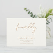 Endlich Modernes Minimalistisches Elfenbein Save t The Date (Stehend Vorderseite)