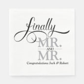 Endlich Mr. und Mr. Wedding Reception Cocktail Serviette (Vorderseite)