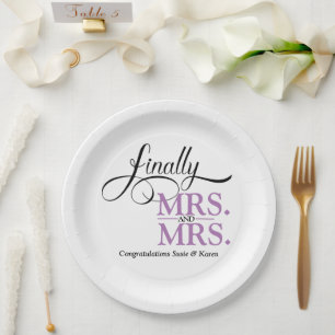 Endlich Mrs und Mrs Hochzeitsempfang Pappteller