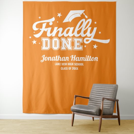 Endlich Orange Graduation Party Background Wandteppich (Beispiel)