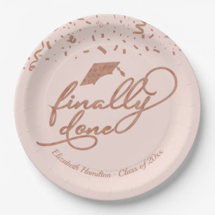 Endlich Rose Gold Graduation Party Pink Blush Pappteller