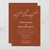 Endlich rustikale, moderne Minimalistische Hochzei Einladung (Vorne/Hinten)