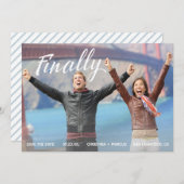 Endlich Save the Date Blue Stripe (Vorne/Hinten)