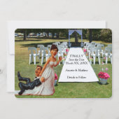 Endlich Save the Date Brown Hair Funny Couple Card (Vorderseite)