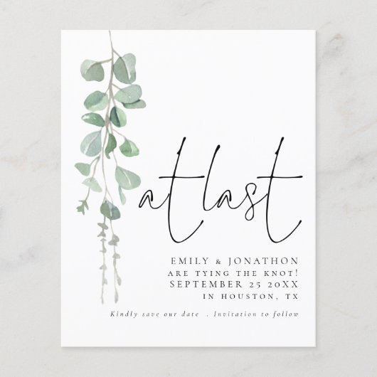 Endlich Save the Date ein moderner Eukalyptus (Vorderseite)