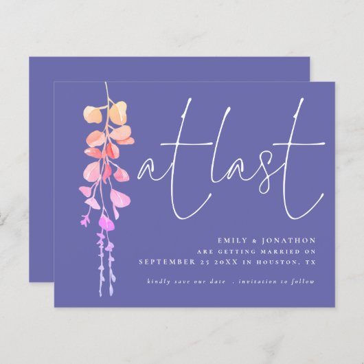 Endlich Save the Date Eukalyptus Periwinkle (Vorne/Hinten)