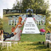 Endlich Save the Date Funny Couple Postcard Ankündigungspostkarte