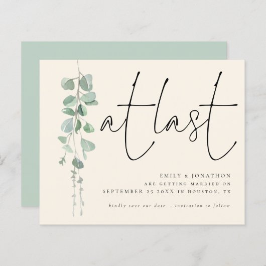 Endlich Save the Date für Eukalyptus-Elfenbeinkühe (Vorne/Hinten)