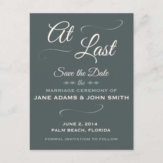 Endlich Save the Date Postkarte (Vorderseite)