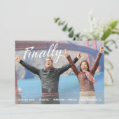 Endlich Save the Date Rose goldfarbener Streifen (Stehend Vorderseite)