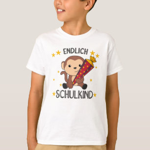 Endlich Schoolkind Affen School Beutel Rock The T-Shirt