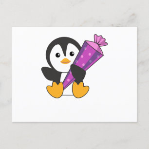 Endlich Schulunterricht in Pinguin Postkarte