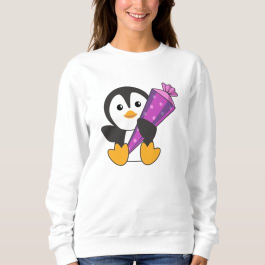 Endlich Schulunterricht in Pinguin Sweatshirt (Vorderseite)