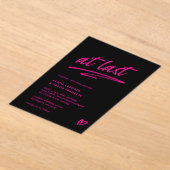 Endlich schwarz-heiß-rosa Typografie Moderne Hochz Acryleinladungen (Ablage )