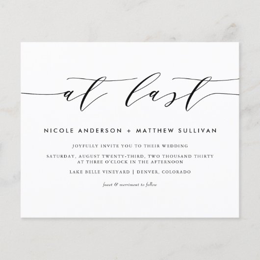 Endlich Schwarz-Minimalistisch-Script-Einladung (Vorderseite)