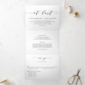 Endlich Schwarz-Minimalistisch-Script-Hochzeit Dreifach Gefaltete Einladung (Innenseite)