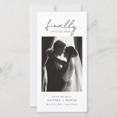 Endlich | Schwarz-Weiß-Foto-Lesezeichen-Hochzeit Save The Date (Vorderseite)