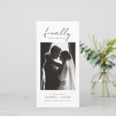 Endlich | Schwarz-Weiß-Foto-Lesezeichen-Hochzeit Save The Date (Stehend Vorderseite)