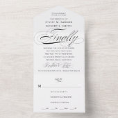 Endlich Schwarz-Weiß-Kalligrafie-Hochzeit All In One Einladung (Innen Boden)