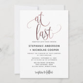 Endlich Schwarze Rose Gold Script Typografie Hochz Einladung (Vorderseite)