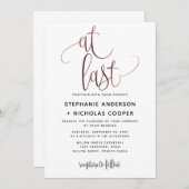 Endlich Schwarze Rose Gold Script Typografie Hochz Einladung (Vorne/Hinten)