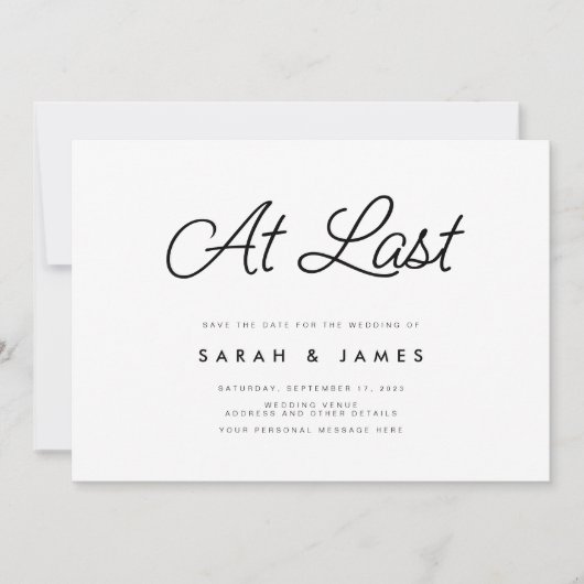 Endlich Script modern Minimalistisch Save The Date (Vorderseite)