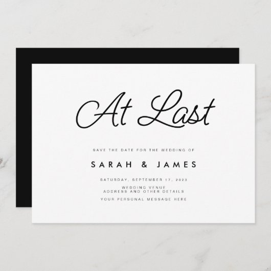 Endlich Script modern Minimalistisch Save The Date (Vorne/Hinten)