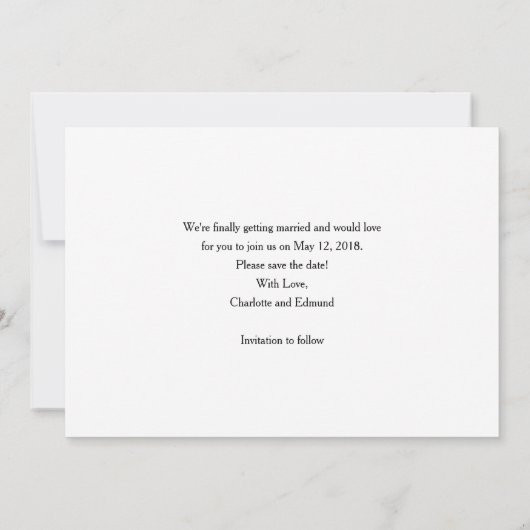 Endlich sind wir Save the Date angekommen Einladung (Rückseite)