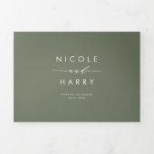 Endlich Taupe Green Minimalistisch Script Wedding Dreifach Gefaltete Einladung (Cover)