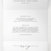 Endlich Taupe Green Minimalistisch Script Wedding Dreifach Gefaltete Einladung (Innenseite Mitte)