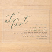 Endlich Taupe Green Modern Calligraphy Wedding Acryleinladungen (Vorderseite)