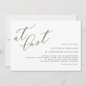 Endlich Taupe Green Modern Calligraphy Wedding Einladung (Vorderseite)