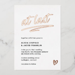 Endlich Typografie Moderne Hochzeit Folieneinladung