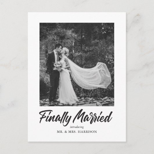 Endlich Verheiratetes Hochzeitsfest Foto Ankündigungspostkarte (Vorderseite)