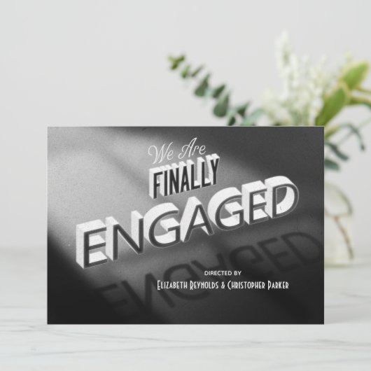 Endlich Verlobt Film Save the Date Schwarz-weiß (Stehend Vorderseite)